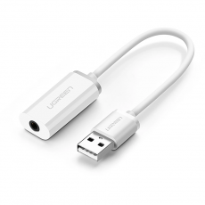 Ugreen - Ugreen Audio Adapter USB-A till Miniuttag 3.5 mm - Vit