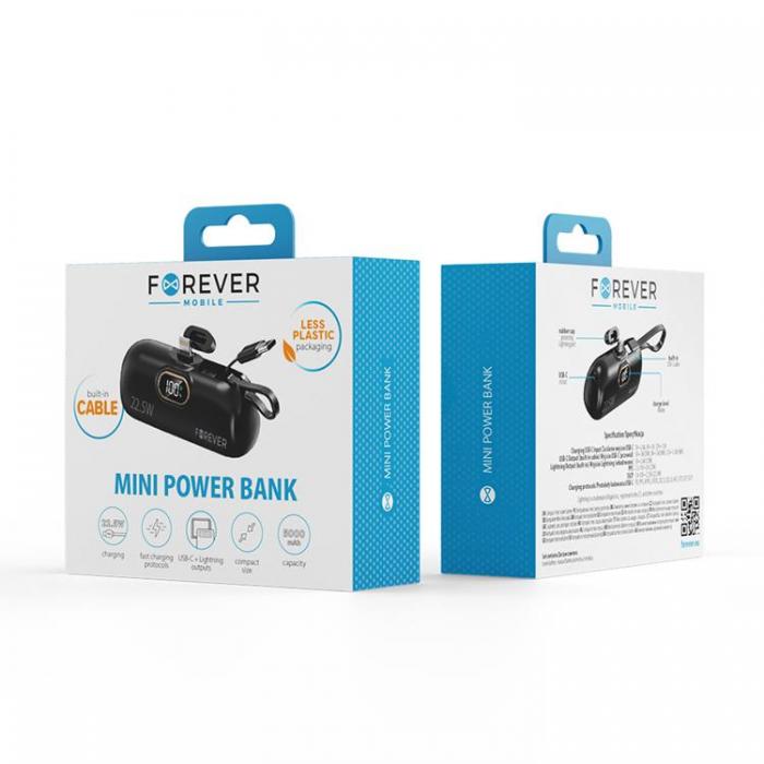 Forever - Forever Mini Powerbank 5000 mAh 22.5W Lightning - Svart