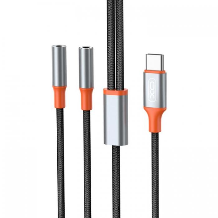 XO - XO 2in1 Ljudkabel USB-C/2x Uttag Minijack 3.5 mm 1.2m NB-R269B