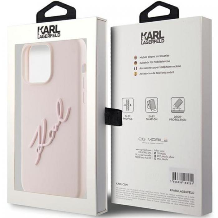 KARL LAGERFELD - KARL LAGERFELD iPhone 15 Pro Mobilskal Silikon Karl Script - Rosa