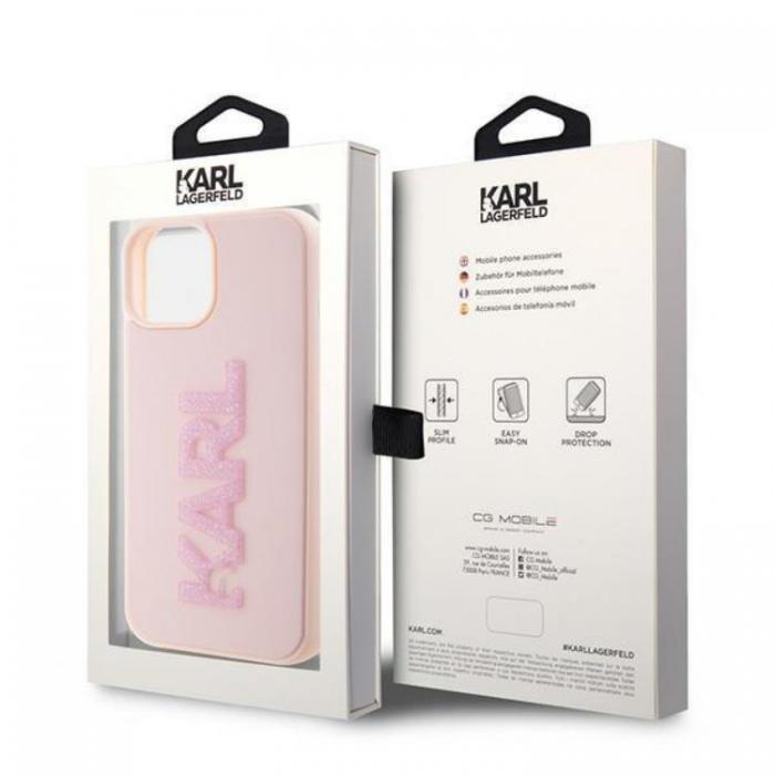 KARL LAGERFELD - Karl Lagerfeld iPhone 15 Mobilskal 3D Glitter Logo - Rosa