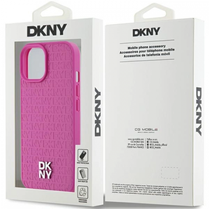 DKNY - DKNY iPhone 15/14/13 Mobilskal Magsafe Lder Pattern Metal Logo