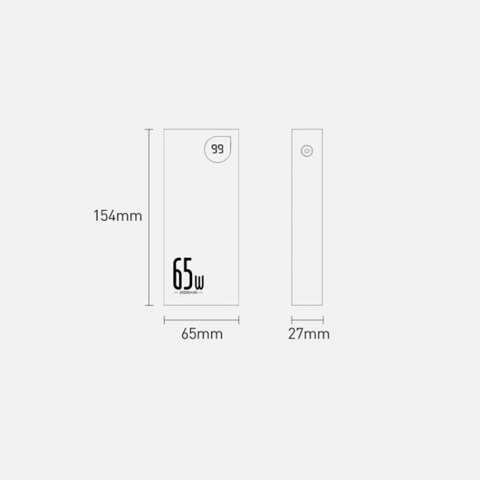 BASEUS - Baseus Powerbank 20000mAh 65W Adaman QC 4.0 - Svart