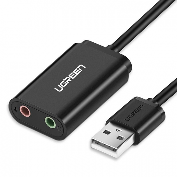 Ugreen - UGreen Externt Ljudkort musikadapter USB - 3,5 mm minijack 15cm