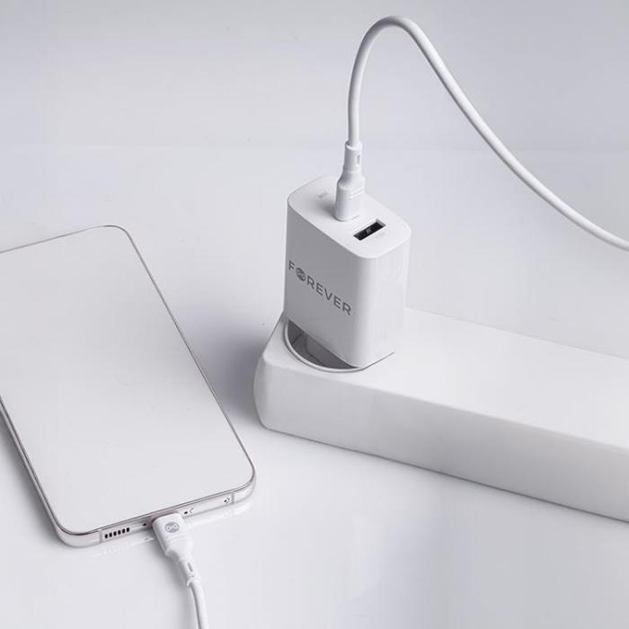 Forever - Forever Snabbladdare 30W USB/USB-C med Kabel 60W PD QC