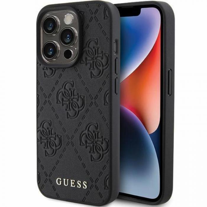 Guess - Guess iPhone 15 Pro Mobilskal Lder Stamped - Svart