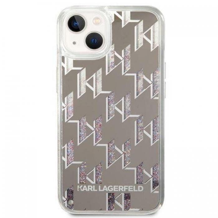 KARL LAGERFELD - Karl Lagerfeld iPhone 14 Plus Skal Liquid Glitter Monogram - Silver