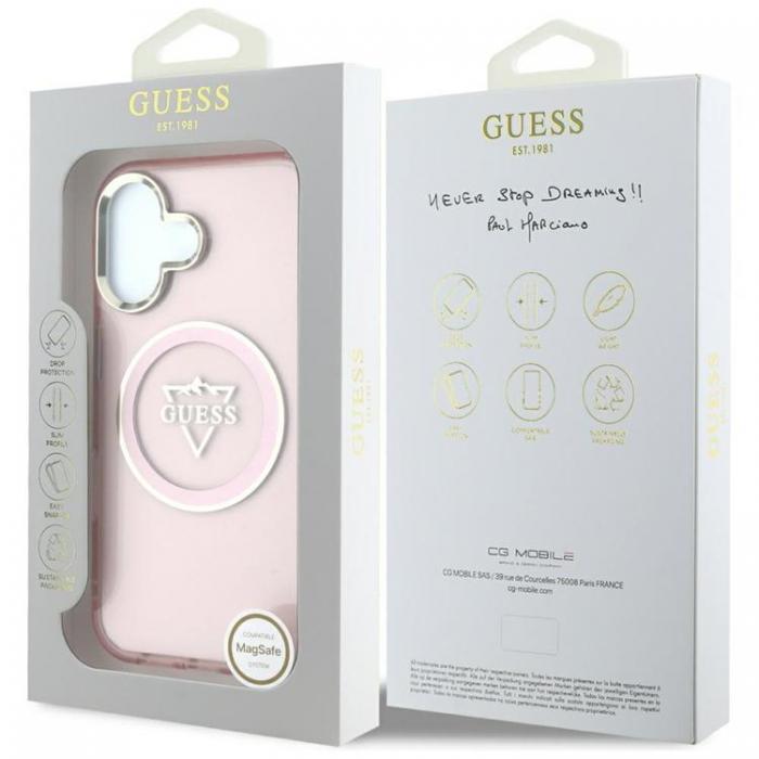 Guess - Guess iPhone 16 Mobilskal MagSafe IML Mountain Logo - Rosa