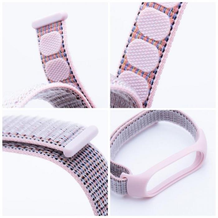 A-One Brand - Xiaomi Mi Smart Band 5/6/7 Armband Nylon 07 - Rosa