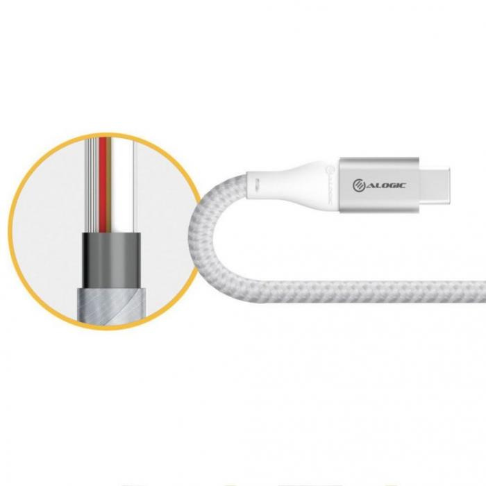 ALOGIC - ALOGIC Ultra USB-C till USB-C Kabel 3m 5A / 480Mbps - Silver