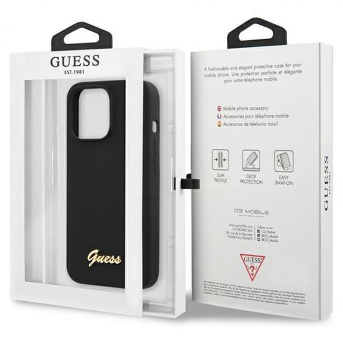 Guess - Guess iPhone 13 Pro Max Mobilskal Script Gold Logo - Svart