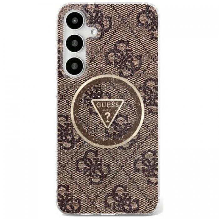 Guess - Guess Galaxy S25 Ultra Mobilskal MagSafe 4G Glitter Triangle Buttons - Brun