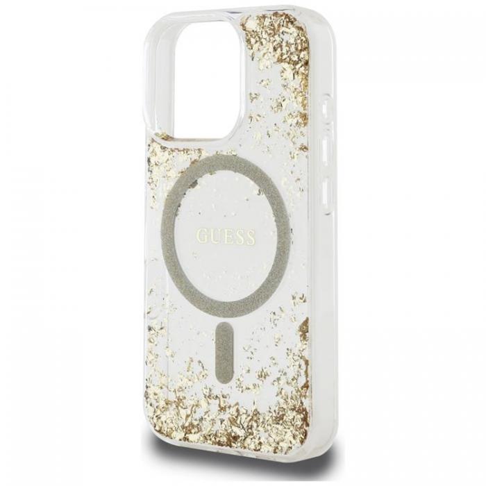 Guess - Guess iPhone 16 Pro Max Mobilskal MagSafe HC Resin Bottom Glitter - Guld