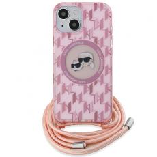 KARL LAGERFELD - Karl Lagerfeld iPhone 15/14/13 Mobilskal MagSafe IML Crossbody - Rosa