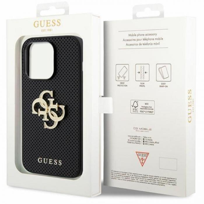 Guess - Guess iPhone 15 Pro Mobilskal Perforated Glitter Logo - Svart