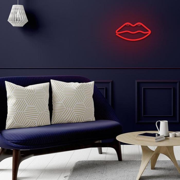 Forever Light - Forever Light LED Neon LIPS Bat + USB FLNE08 - Rd