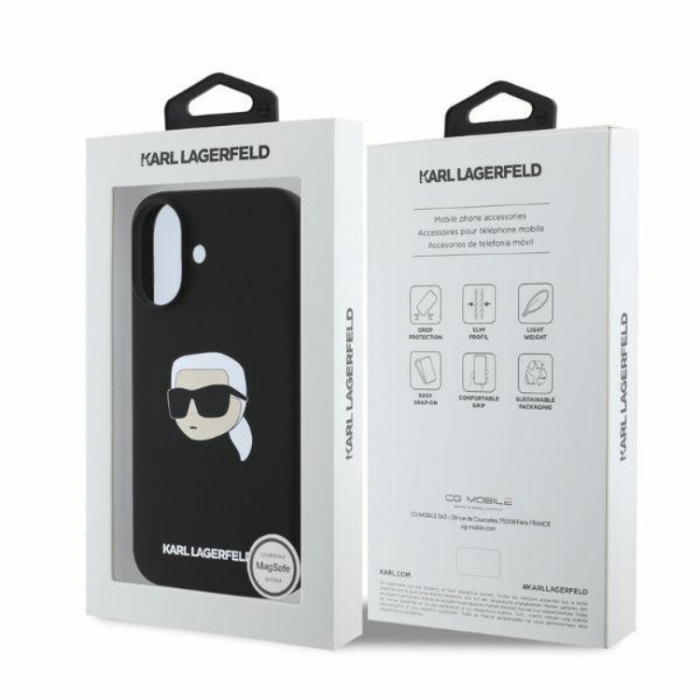 KARL LAGERFELD - KARL LAGERFELD iPhone 16 Mobilskal Magsafe Silikon Karl Head Print