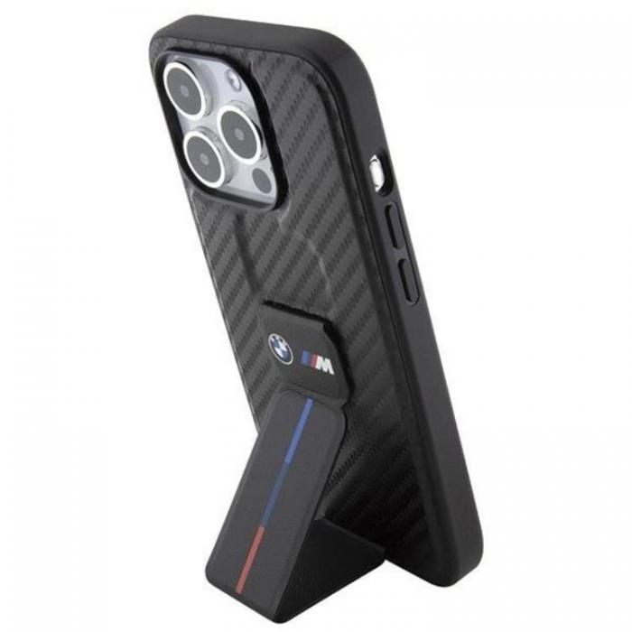 BMW - BMW iPhone 15 Pro Mobilskal Grip Stand Smooth & Carbon - Svart