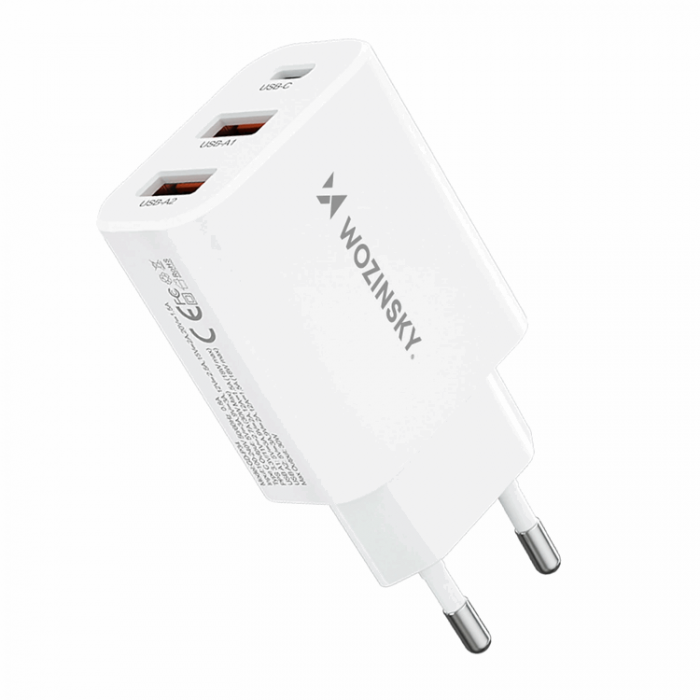 Wozinsky - Wozinsky Vggladdare 30W USB-C/2 x USB-A - Vit