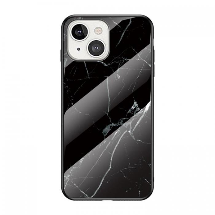 A-One Brand - Anti-Scratch Hrdat Glas Skrmskydd skal iPhone 13 - Svart Marble