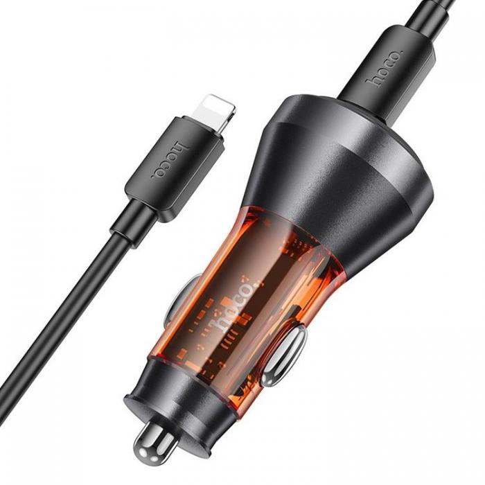 Hoco - Hoco Billaddare 48W USB-A/USB-C + Kabel USB-C till Lightning - Orange