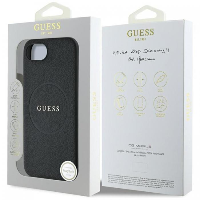 Guess - Guess iPhone 16e Mobilskal MagSafe Grained Ring - Svart