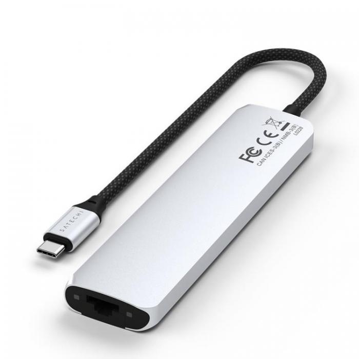 Satechi - Satechi 7-i-1 HUBB USB-C Slim Multiport Adapter med Ethernet - Silver