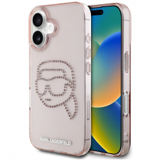 KARL LAGERFELD - Karl Lagerfeld iPhone 16 Mobilskal Rhinestones Karl Head - Rosa