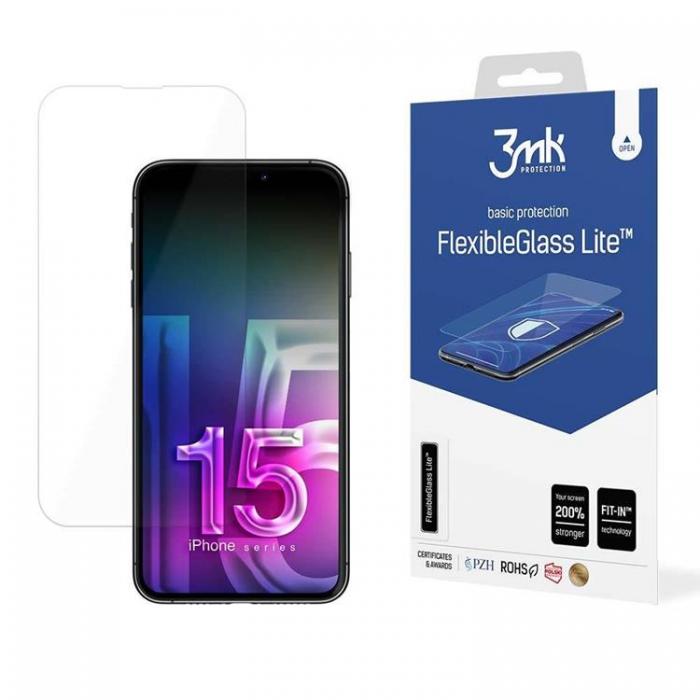 3MK - 3MK FlexibleGlass Lite Hybridglas Skrmskydd iPhone 15 Pro