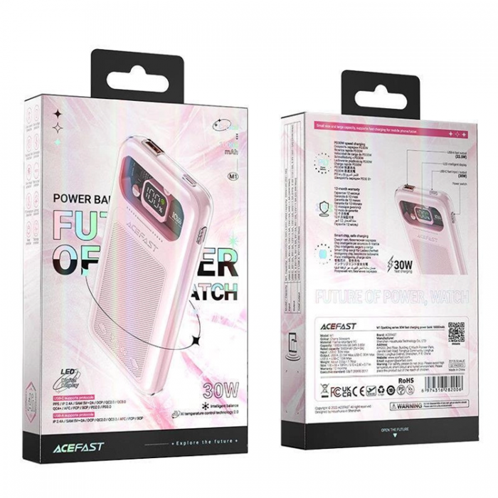 Acefast - Acefast Powerbank 10000mAh 30W Sparkling Series M1 - Rosa