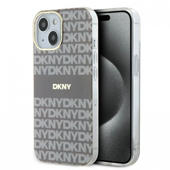 DKNY - DKNY iPhone 15/14/13 Mobilskal Magsafe IML Mono & Stripe - Beige