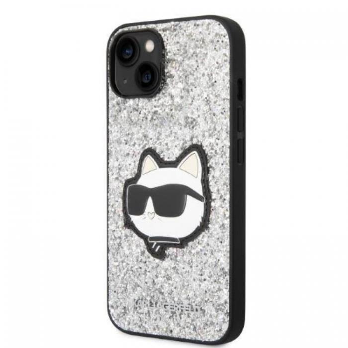 KARL LAGERFELD - Karl Lagerfeld iPhone 14 Plus Skal Glitter Choupette Patch - Silver