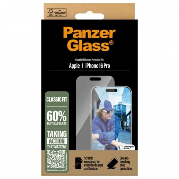 PanzerGlass - PanzerGlass iPhone 16 Pro Hrdat Glas Skrmskydd Classic Fit - Clear