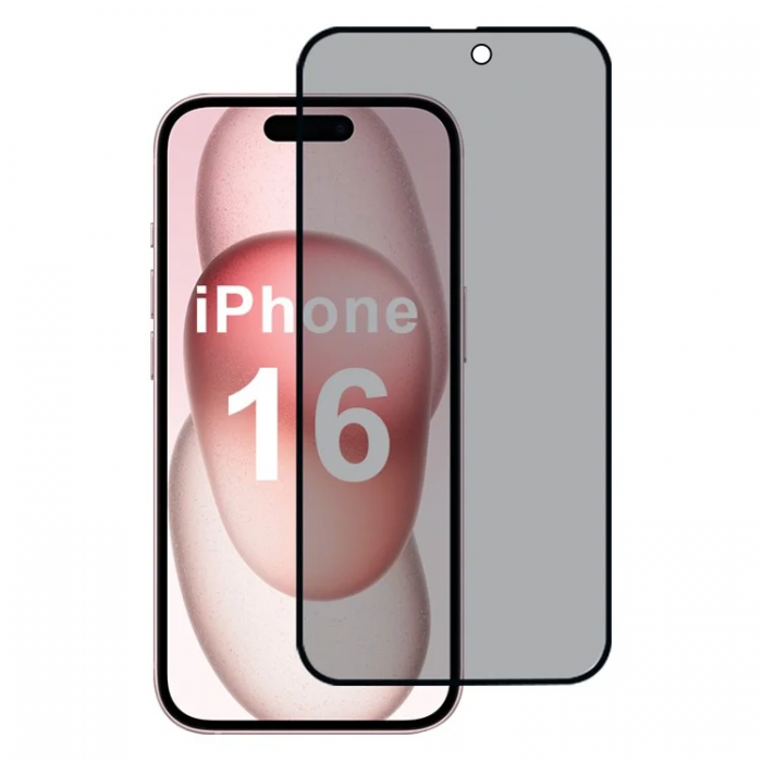 A-One Brand - iPhone 16 Hrdat Glas Skrmskydd Privacy - Svart