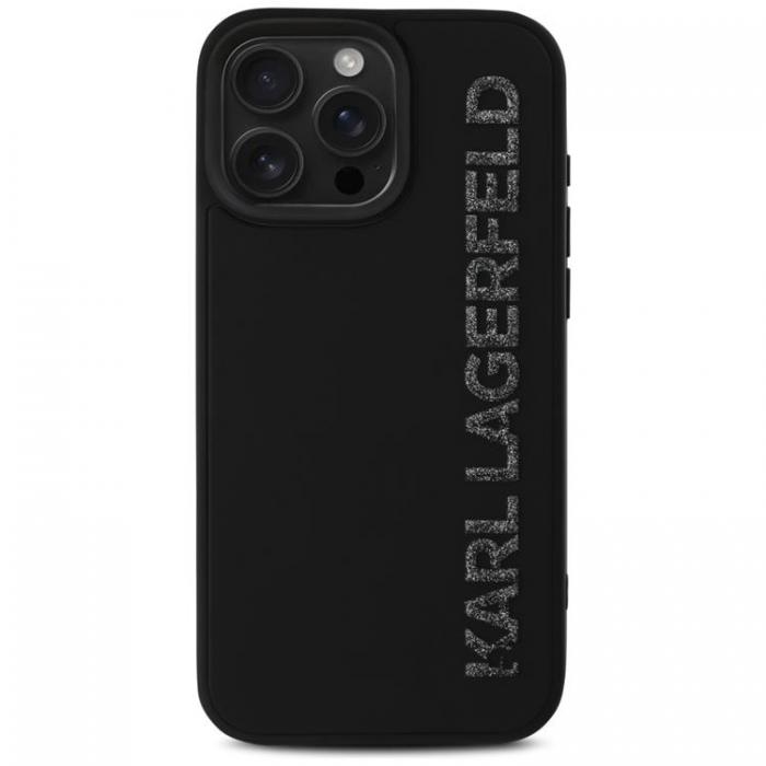 KARL LAGERFELD - Karl Lagerfeld iPhone 16 Pro Mobilskal 3D Rubber Elongated Glitter - Svart