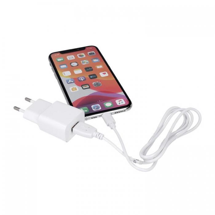 Maxlife - Maxlife Vggladdare 1x USB 1A + USB-C Kabel - Vit