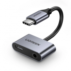 Ugreen - Ugreen Audio Adapter USB-C till USB-C, Miniuttag 3.5 mm - Grå