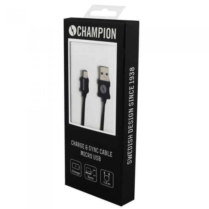 Champion - Champion Ladd&Synk kabel MicroUSB 1m Svart