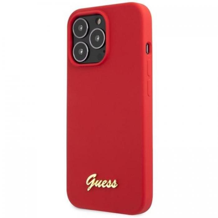 Guess - Guess iPhone 13 Pro Max Mobilskal Silicone Script Gold Logo - Rd