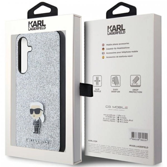 KARL LAGERFELD - Karl Lagerfeld Galaxy A35 Mobilskal Fixed Glitter Ikonik Logo Metal Pin