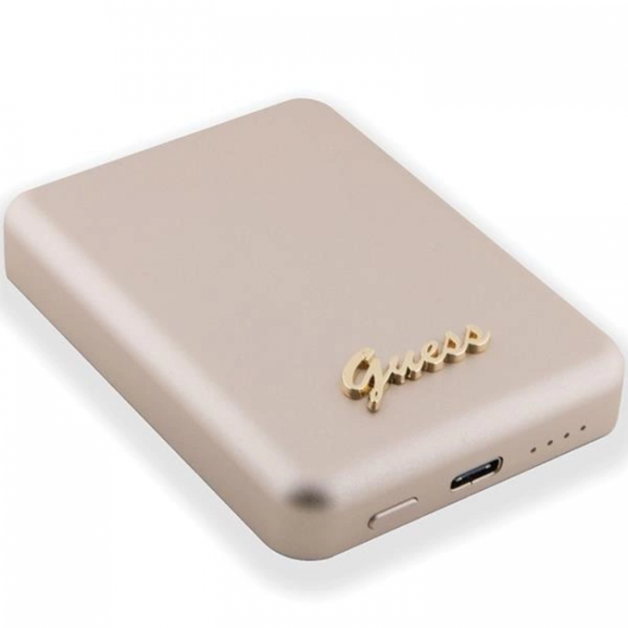 Guess - Guess Magsafe Powerbank 3000mAh 5W Metal Script Logo - Guld