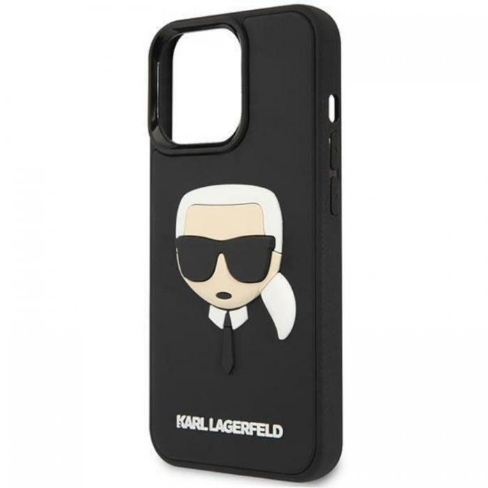 KARL LAGERFELD - Karl Lagerfeld iPhone 14 Pro Skal 3D Rubber Karl`s Head - Svart