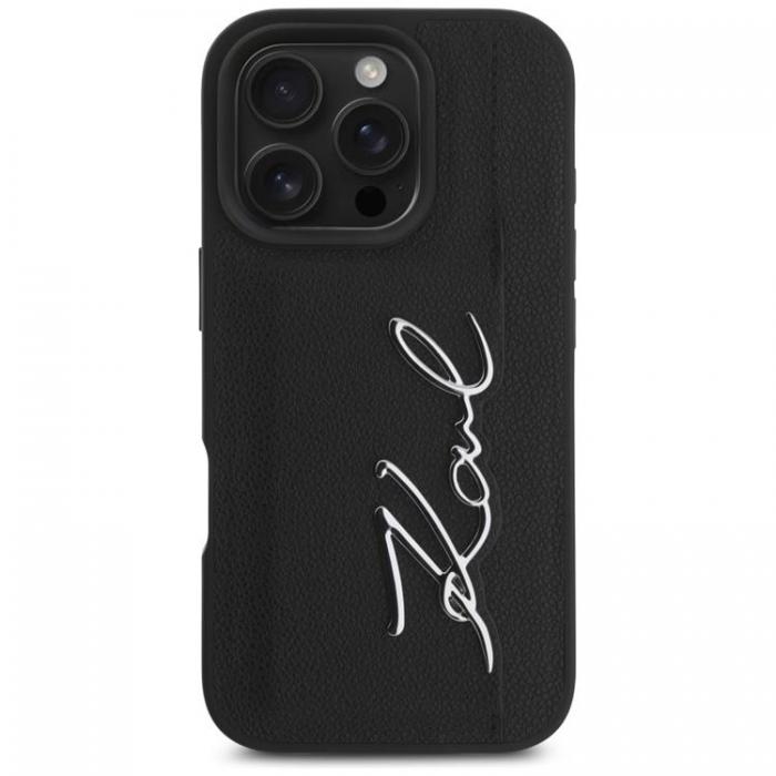 KARL LAGERFELD - Karl Lagerfeld iPhone 16 Pro Max Mobilskal Korthllare Metal Signature - Svart