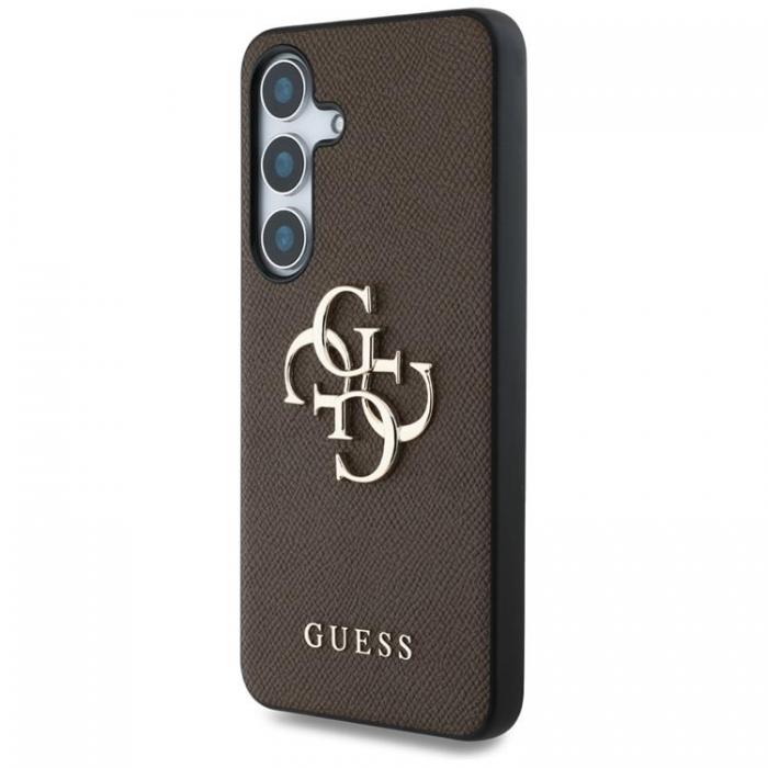 Guess - Guess Galaxy S25 Mobilskal Grained Big 4G Logo Small Classic - Brun