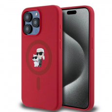 KARL LAGERFELD - Karl Lagerfeld iPhone 15 Pro Max Mobilskal Magsafe Silikon - Röd