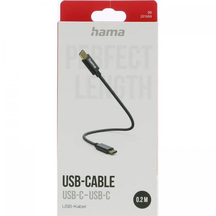 Hama - Hama USB-C till USB-C kabel 0.2m - Svart