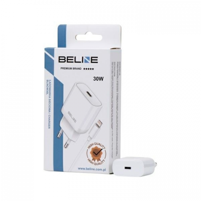 Beline - Beline Vggladdare USB-C Med USB-Lightning Kabel (30W) - Vit