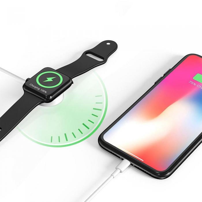 WIWU - WiWU 2in1 Trdls Laddare Till Apple Watch + Lightning Kabel Mi-10 - Vit