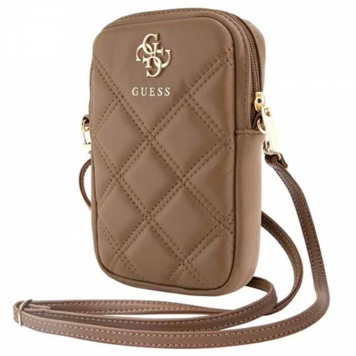 Guess - Guess Mobilvska Zip Quilted 4G - Brun