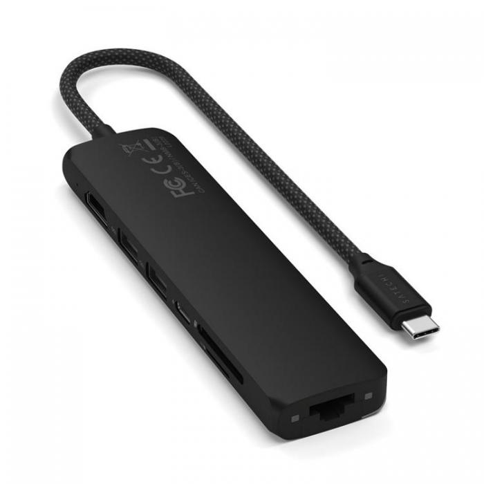 Satechi - Satechi 7-i-1 HUBB USB-C Slim Multiport Adapter med Ethernet - Svart